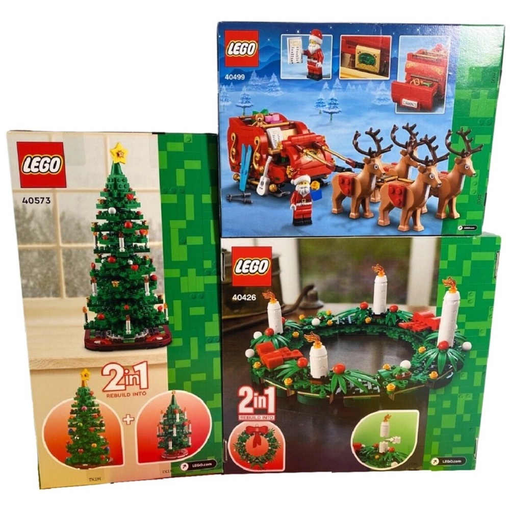 LEGO Lot of 3 Christmas Santa's Sleigh 40499 Wreath 40426
Christmas Tree 40573